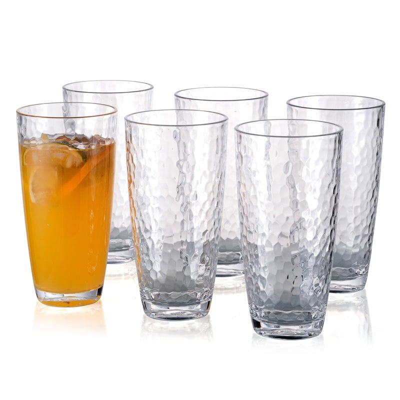 KOXIN-KARLU Hammered 26-ounce Plastic Tumbler Acrylic Glasses, set of 6 Clear - Image 1
